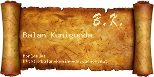 Balan Kunigunda névjegykártya